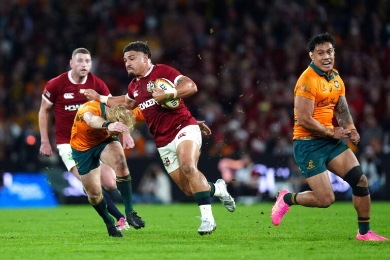 Sione-Tuipulotu in action for the British & Irish Lions against Australia.